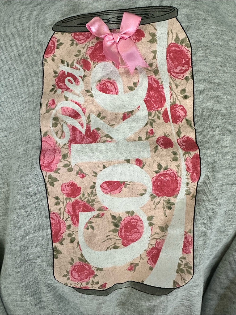 Coca-Cola Junior's Diet Coke Floral Graphic Crewneck Sweatshirt 3D Bow Detail - Picture 4 of 6